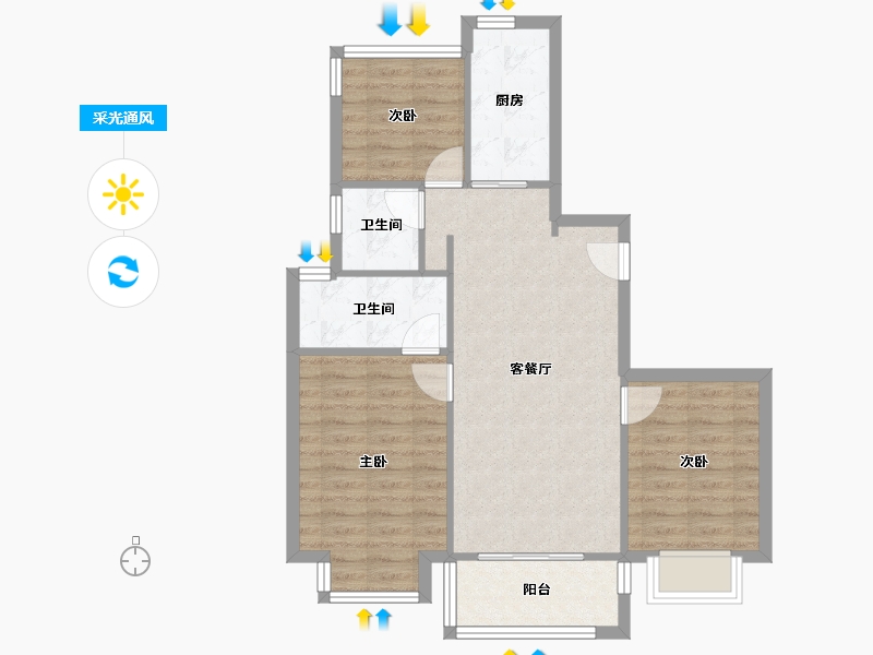 江苏省-南京市-融信世纪东方-99.59-户型库-采光通风