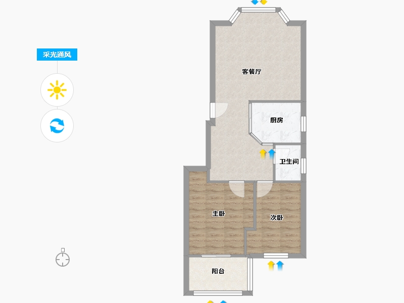 湖南省-长沙市-翠林雅苑-67.15-户型库-采光通风