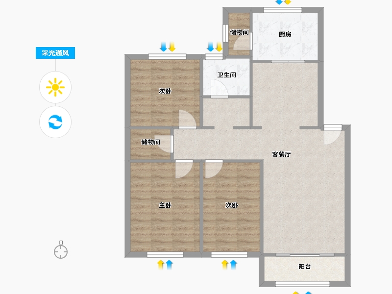 宁夏回族自治区-银川市-中房·诗经里-110.00-户型库-采光通风