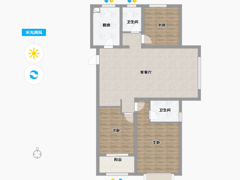 山东省-德州市-振华领秀城-104.00-户型库-采光通风