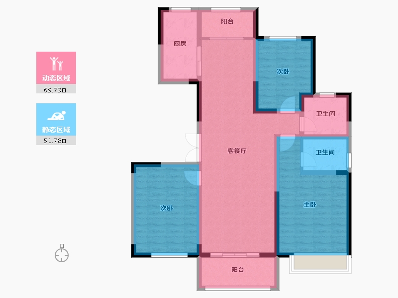 陕西省-咸阳市-崇文海棠-108.80-户型库-动静分区