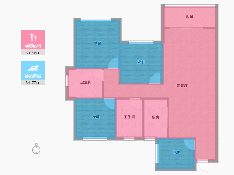 广西壮族自治区-南宁市-马山云星钱隆世家-90.40-户型库-动静分区