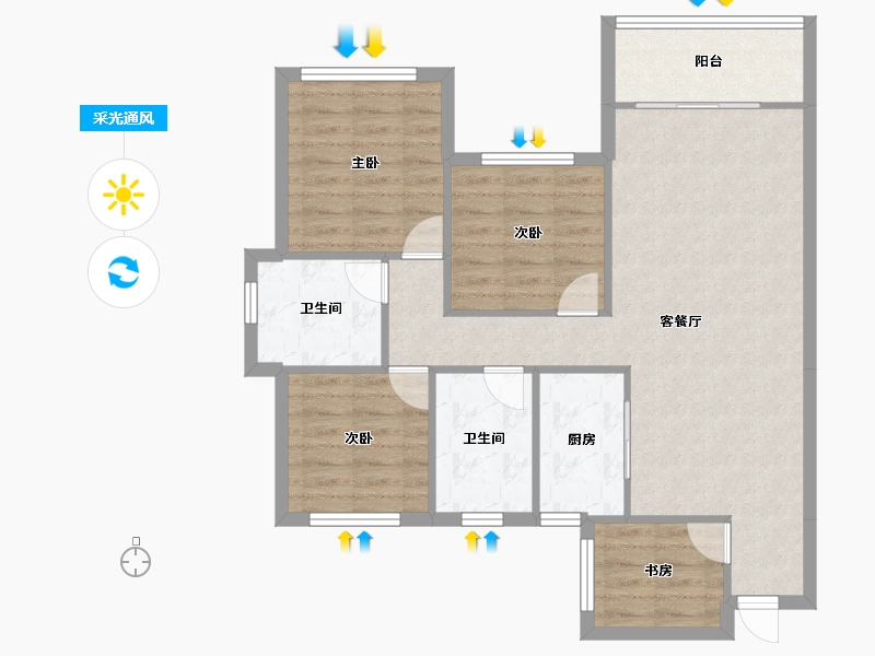 广西壮族自治区-南宁市-马山云星钱隆世家-90.40-户型库-采光通风