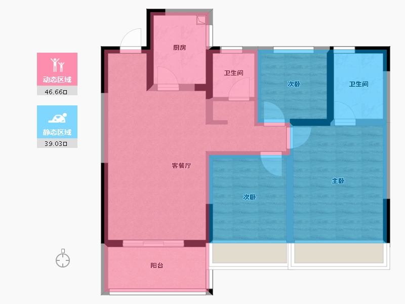 云南省-曲靖市-如意湖畔-幸福城-83.75-户型库-动静分区