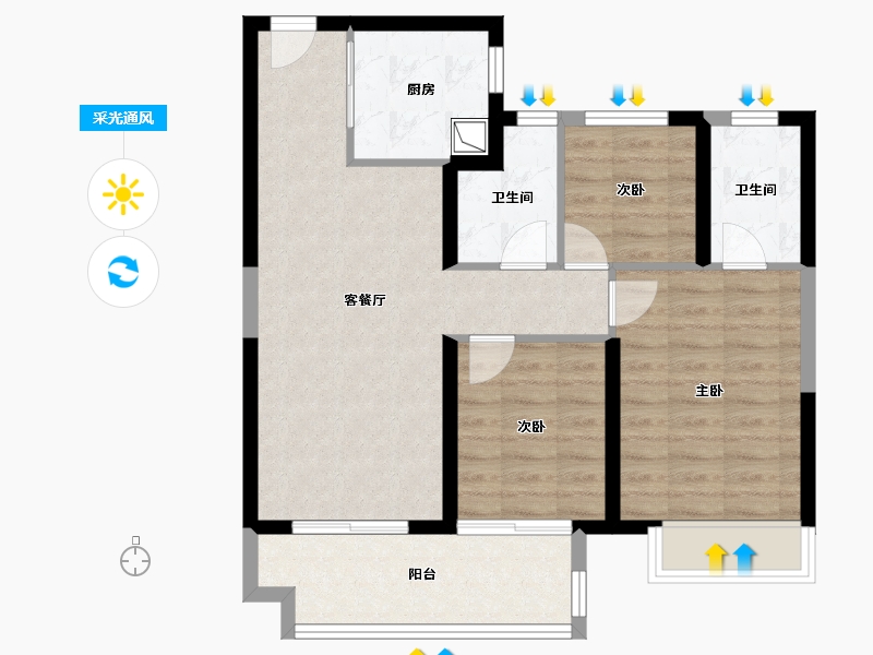 江苏省-宿迁市-建发誉璟湾-83.23-户型库-采光通风