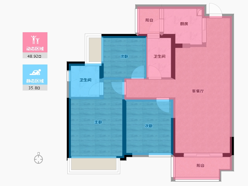 四川省-成都市-恒大云锦华庭-80.00-户型库-动静分区