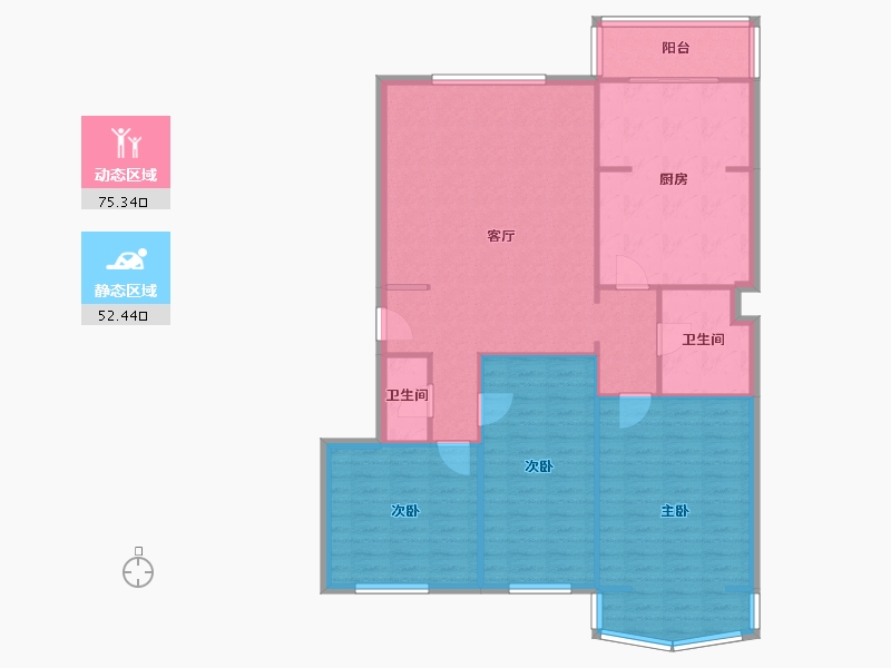 内蒙古自治区-呼和浩特市-内蒙古党委机关住宅区(四区)-144.00-户型库-动静分区