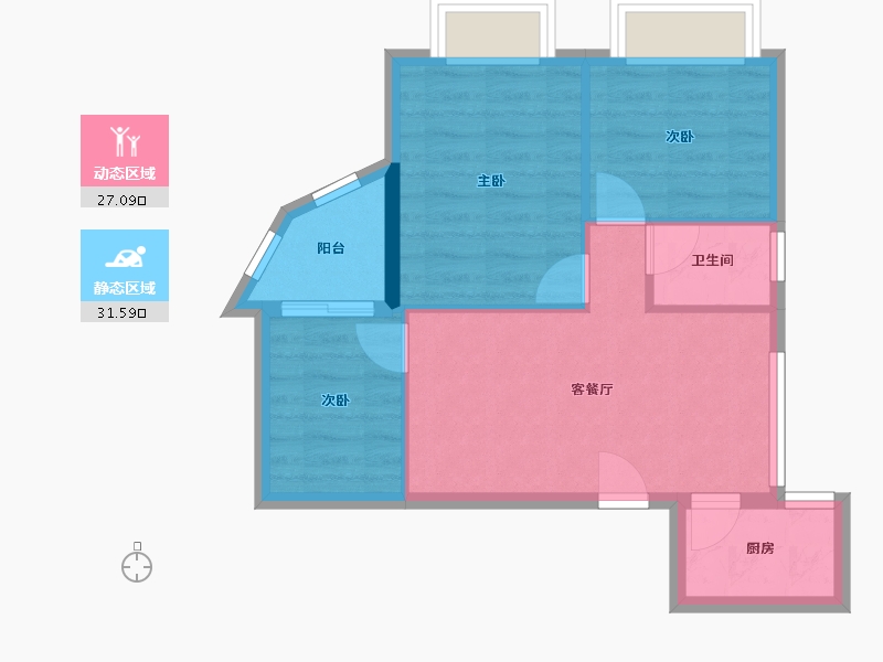 广东省-广州市-雅景花园-64.45-户型库-动静分区