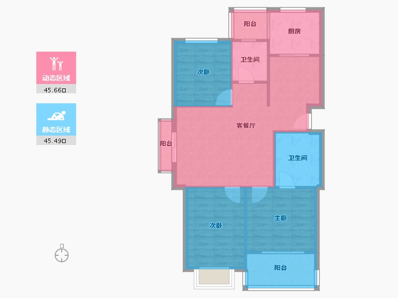 山东省-青岛市-百通馨苑-一区-91.47-户型库-动静分区