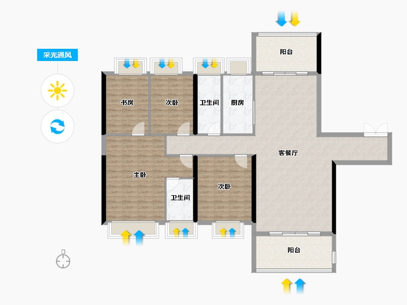 广西壮族自治区-贵港市-盛世悦城-180.00-户型库-采光通风