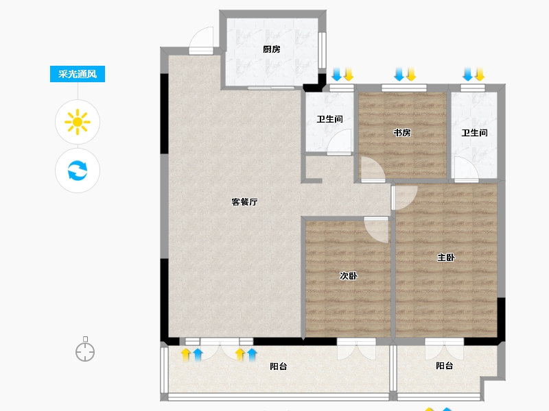 湖北省-宜昌市-清江领秀-104.00-户型库-采光通风