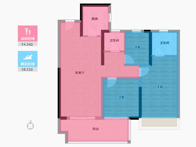 河南省-南阳市-金科博翠东方-82.40-户型库-动静分区