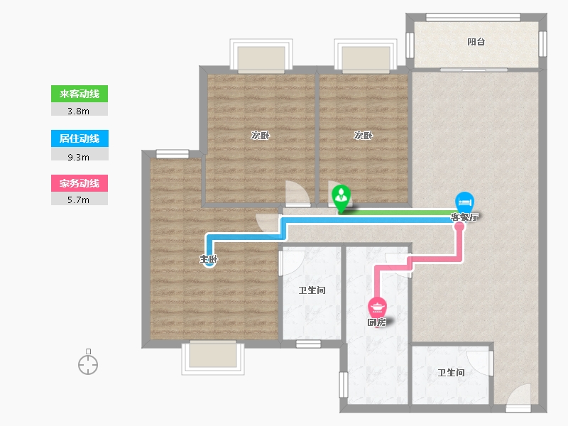 陕西省-西安市-华府新桃园-120.00-户型库-动静线