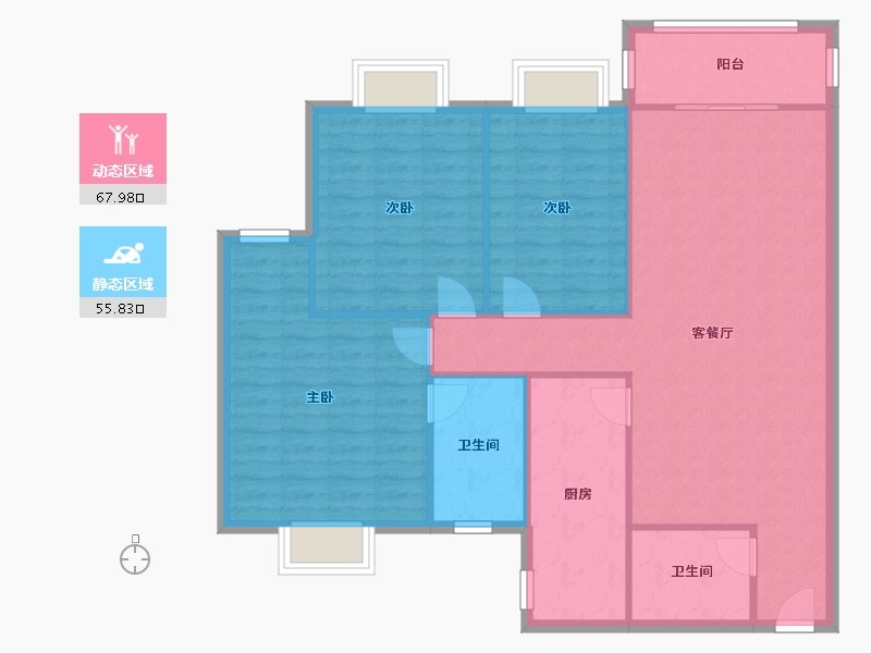 陕西省-西安市-华府新桃园-120.00-户型库-动静分区