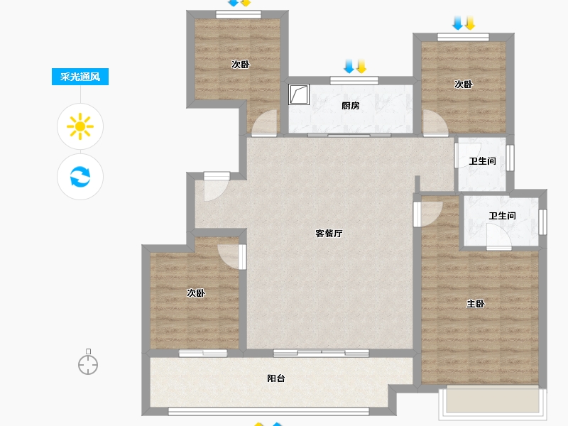 山东省-德州市-泽信云筑-115.34-户型库-采光通风