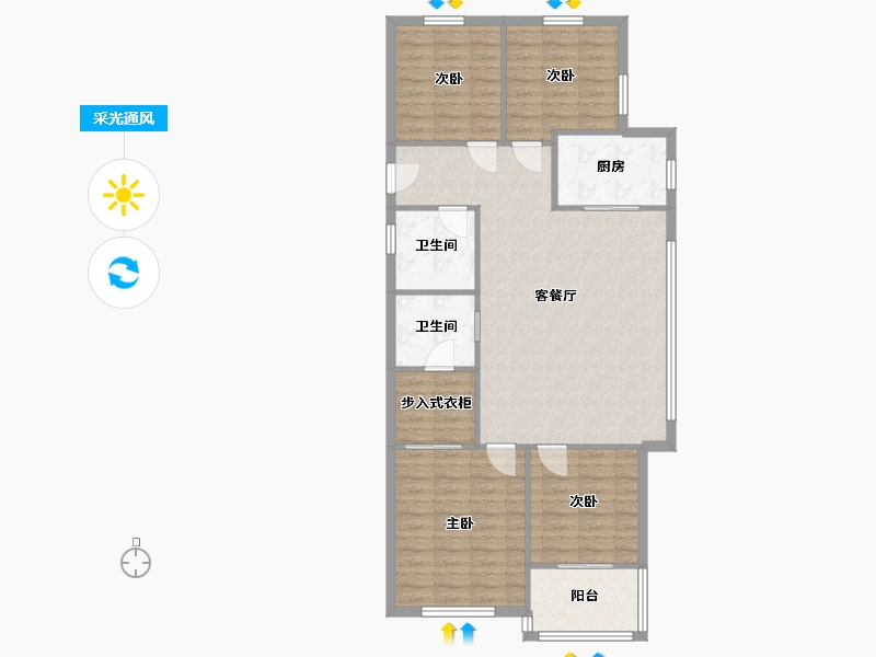 安徽省-芜湖市-伟星金悦府-104.98-户型库-采光通风