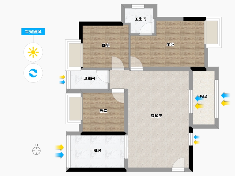 四川省-成都市-嘉裕第六洲-81.60-户型库-采光通风