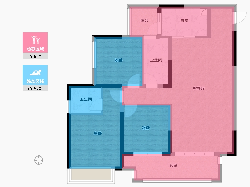 重庆-重庆市-金科中央公园城-92.86-户型库-动静分区