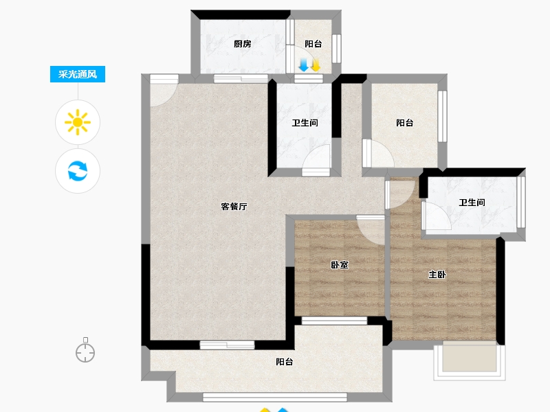 广东省-惠州市-易生水岸花山-79.20-户型库-采光通风