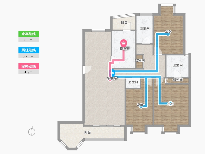 天津-天津市-蓝水园-136.00-户型库-动静线