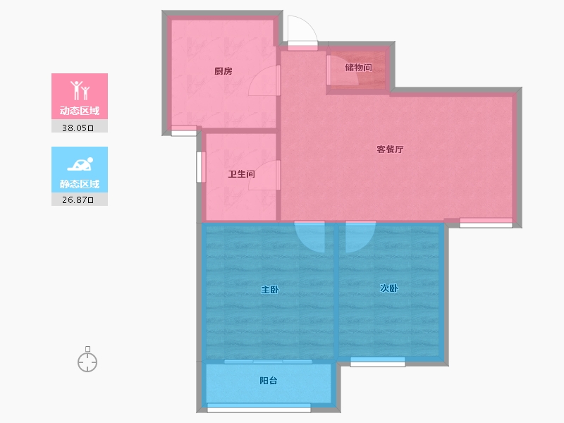 上海-上海市-莲溪六村-65.60-户型库-动静分区