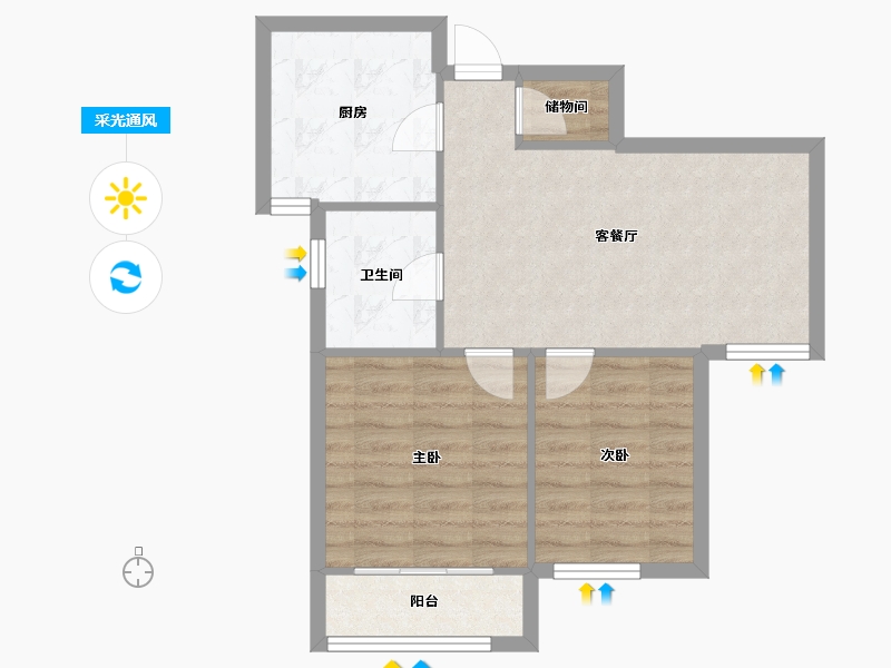 上海-上海市-莲溪六村-65.60-户型库-采光通风