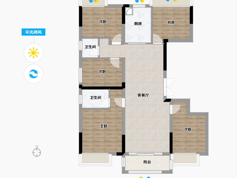 湖南省-湘潭市-印象湘江-96.00-户型库-采光通风