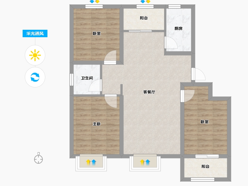 山西省-忻州市-和景苑-87.20-户型库-采光通风