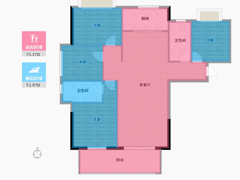 湖北省-咸宁市-美景天城-116.96-户型库-动静分区