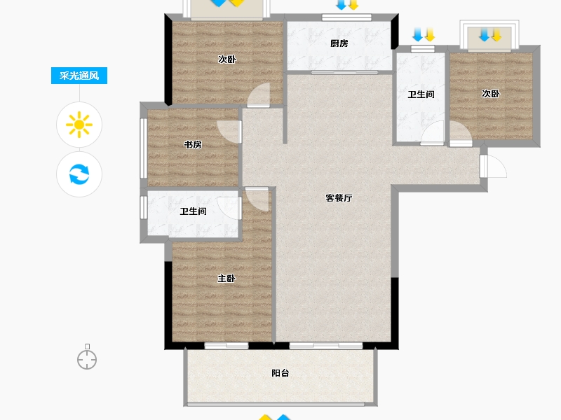 湖北省-咸宁市-美景天城-116.96-户型库-采光通风