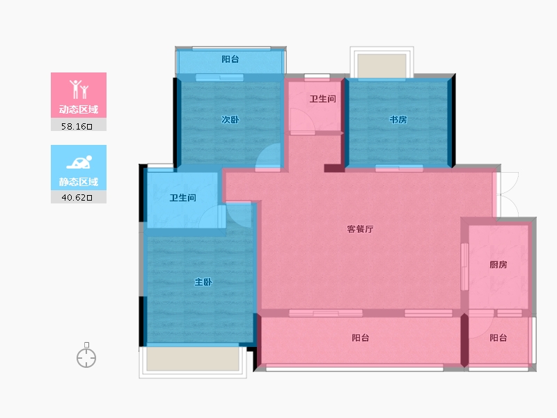 四川省-成都市-滨水国际-3期-98.23-户型库-动静分区