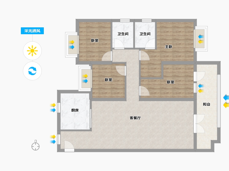 湖北省-咸宁市-中建咸宁之星-114.76-户型库-采光通风