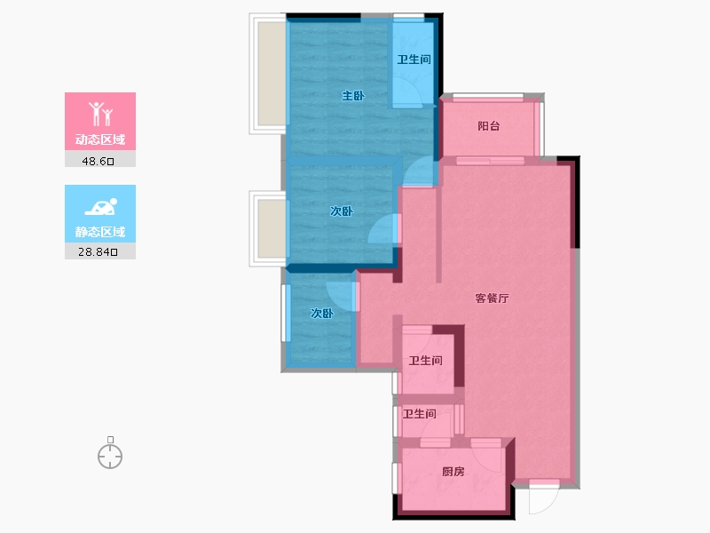 重庆-重庆市-潼南欧鹏耶鲁公馆-67.17-户型库-动静分区