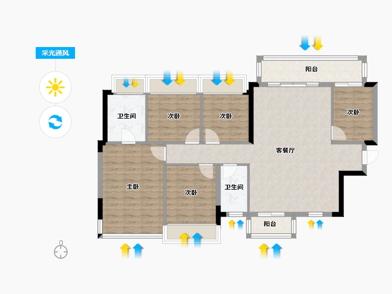 广西壮族自治区-柳州市-华润置地静兰湾-122.00-户型库-采光通风