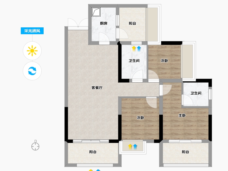 四川省-宜宾市-瑞德滨江印象-105.00-户型库-采光通风