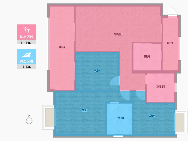 贵州省-遵义市-保利未来城市-91.32-户型库-动静分区