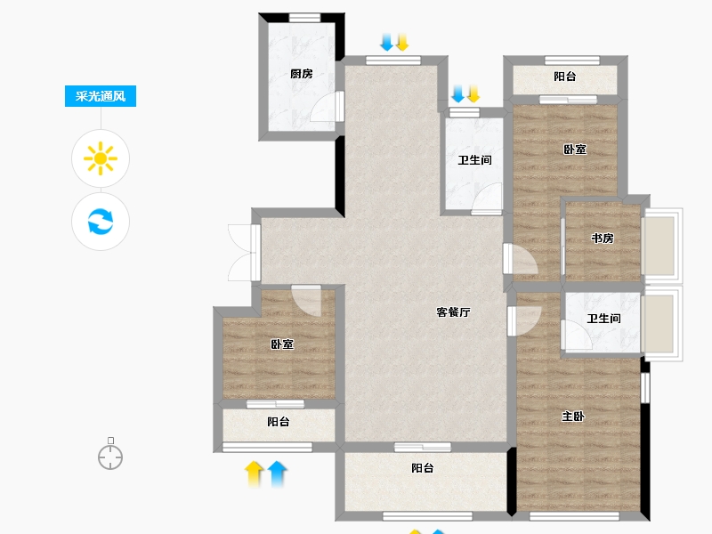 福建省-漳州市-御龙湾-105.60-户型库-采光通风