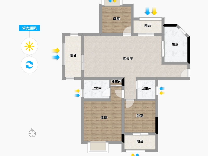 浙江省-绍兴市-中大剡溪花园-102.00-户型库-采光通风