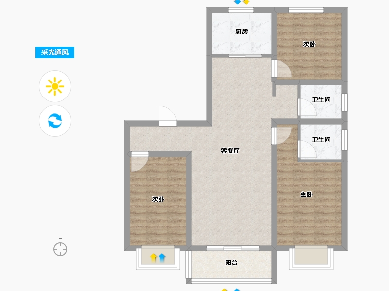 陕西省-渭南市-尚德新城-94.89-户型库-采光通风