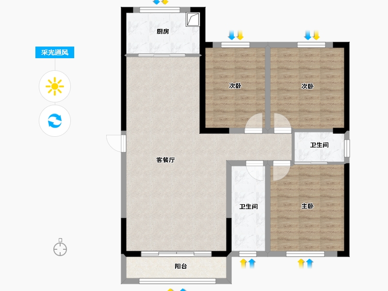 新疆维吾尔自治区-阿克苏地区-东湖一号-111.14-户型库-采光通风