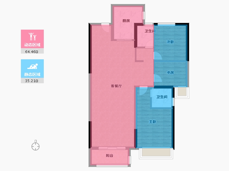 河南省-郑州市-康桥玖玺园-89.60-户型库-动静分区