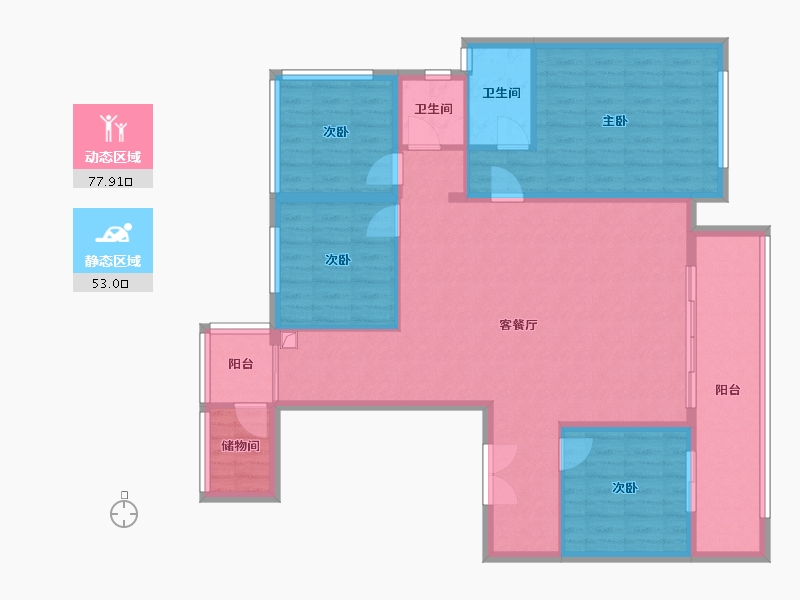 河南省-洛阳市-碧桂园繁花里-110.00-户型库-动静分区