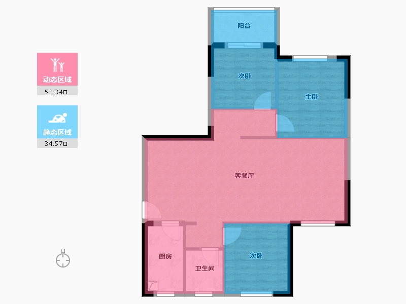 浙江省-台州市-湖新花苑小区-83.55-户型库-动静分区