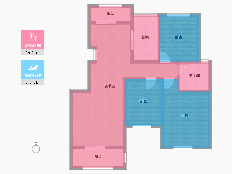 江苏省-南京市-北外滩水城-十四街区-88.00-户型库-动静分区