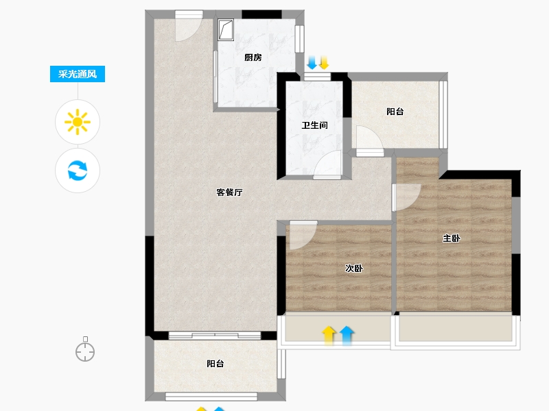 广东省-广州市-敏捷·绿湖首府-75.00-户型库-采光通风