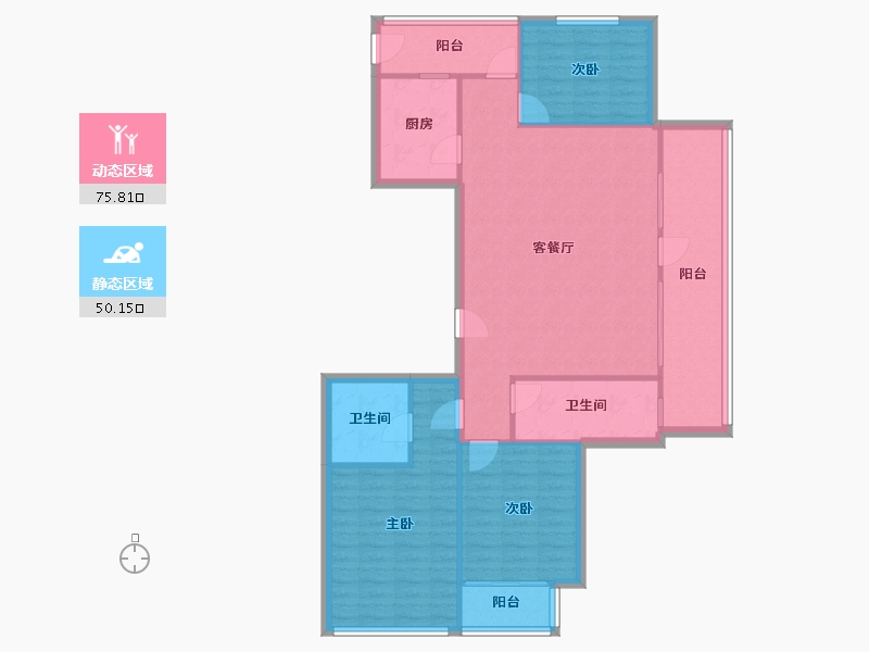 山东省-济南市-山东高速绿城玉兰花园-113.60-户型库-动静分区