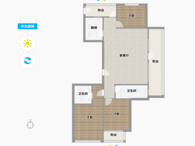 山东省-济南市-山东高速绿城玉兰花园-113.60-户型库-采光通风