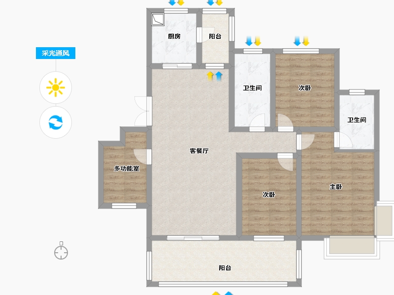 安徽省-黄山市-惠仁心苑-106.58-户型库-采光通风