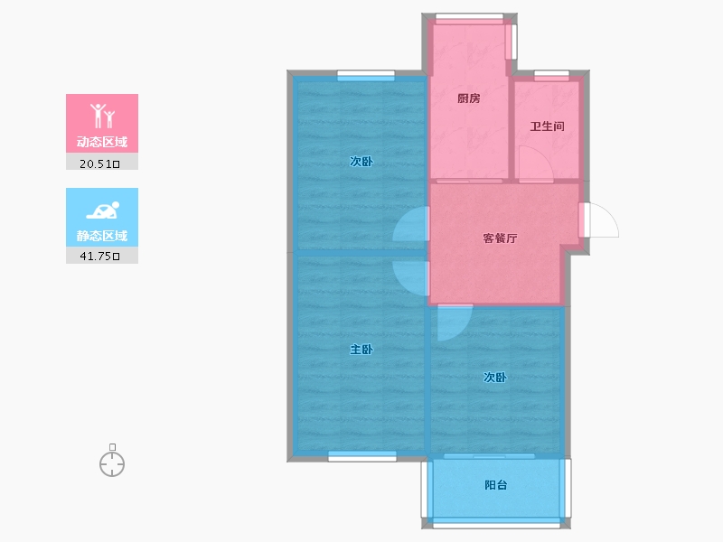 江苏省-扬州市-友谊新村-57.60-户型库-动静分区