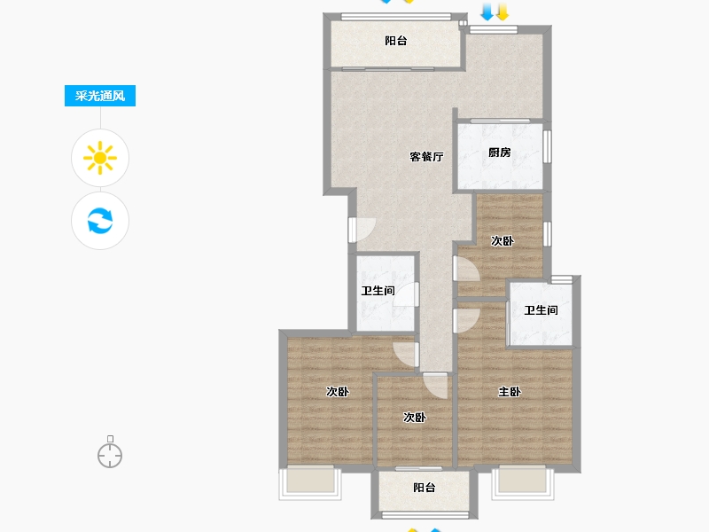 福建省-福州市-融侨美域-105.60-户型库-采光通风